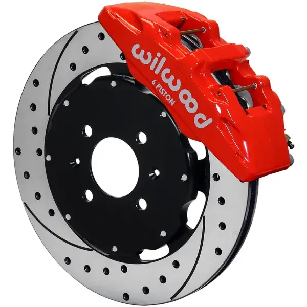 Wilwood Big Brake Kit Vorne - Rote 6p Bremssättel und 310mm Gelochte + Geschlitzte Scheiben - 140-10736-DR Neu Im Sortiment