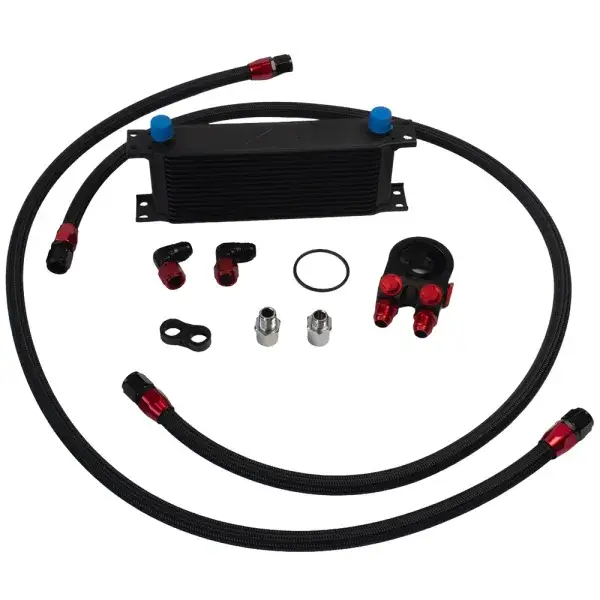 Versand Am Gleichen Tag APP Ölkühler kit mit Thermostat (330 x 115 x 50mm) - Schwarz - A-OCK-15-T