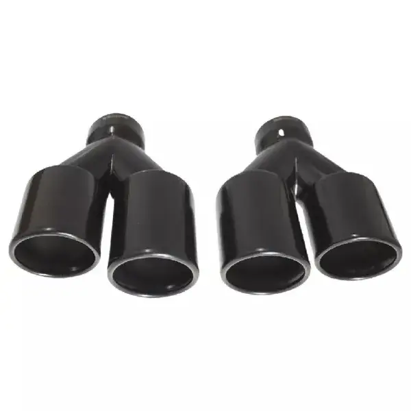 StraightFlow Auspuffblende schwarz doppelt rund abgewinkelte Spitzen 2x Ø76mm - 24-1076 Begrenztes Angebot