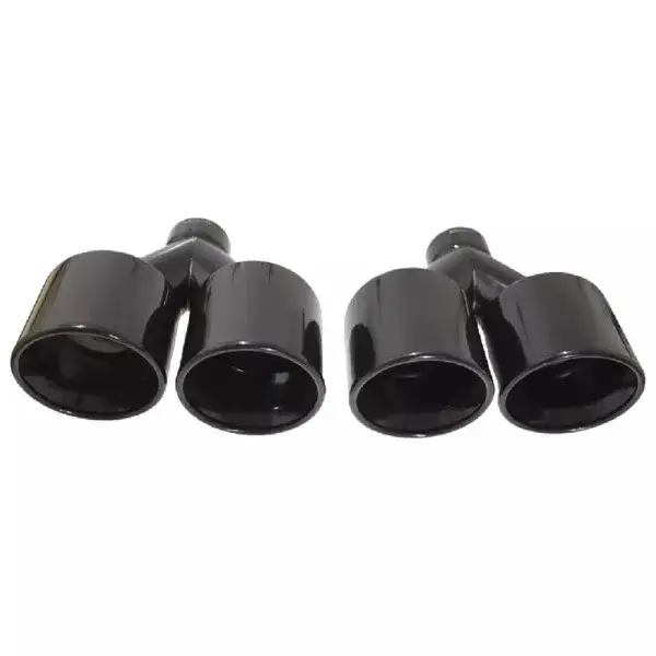 Expressversand StraightFlow Auspuffblende schwarz doppelt rund gerade Spitzen 2x Ø89mm - 24-10114
