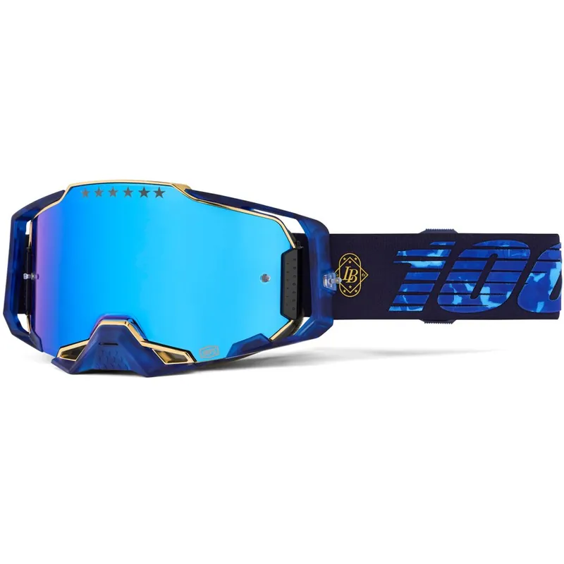 100% Armega Goggle - Bruni Signature - Navy Blue/Gold Mirror Lens Ausverkauf