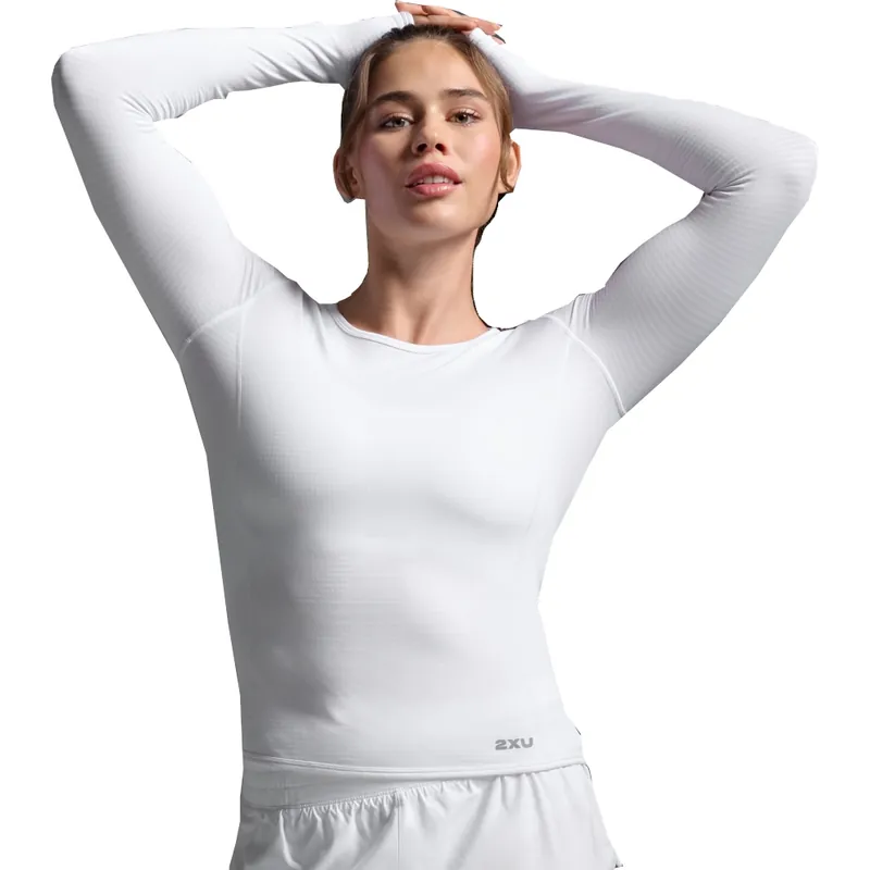 2XU Ignition Grid Langarmunterhemd Damen - white/silver reflective Echt