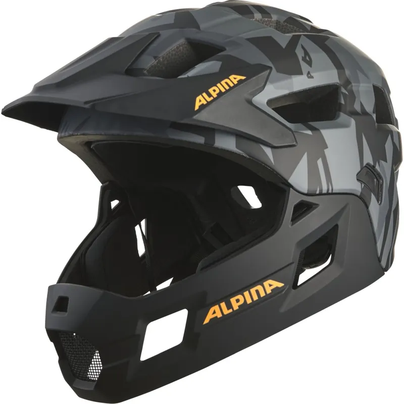 Alpina Rupi Full-Face Helm Kinder - black-camo orange matt Nur Heute