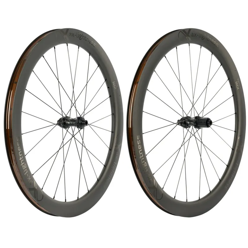 ax-lightness Aero-R 50CX Road Laufradsatz - 28" Carbon TLR Clincher Centerlock - 12x100mm 12x142mm - Shimano HG Finale Aktion