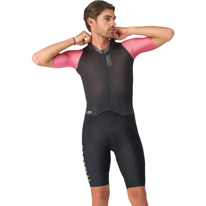 Versand Am Gleichen Tag Castelli Saturday Morning Rennradanzug Herren - black/rosa giro/smoky grey 010