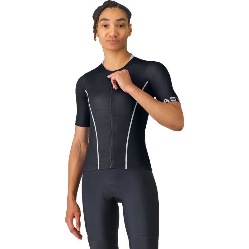Kracherpreis Castelli Anima Flow Kurzarmtrikot Damen - black/white 010