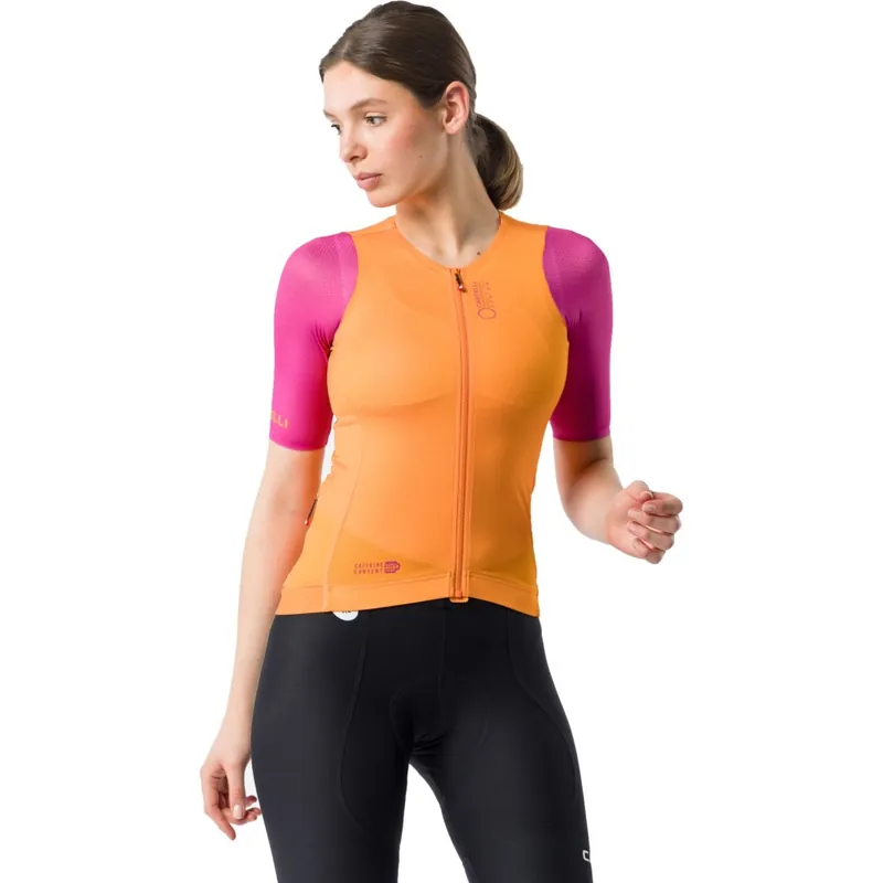 Wochenendangebot Castelli Corretto Kurzarmtrikot Damen - vivid orange/violet pink 863