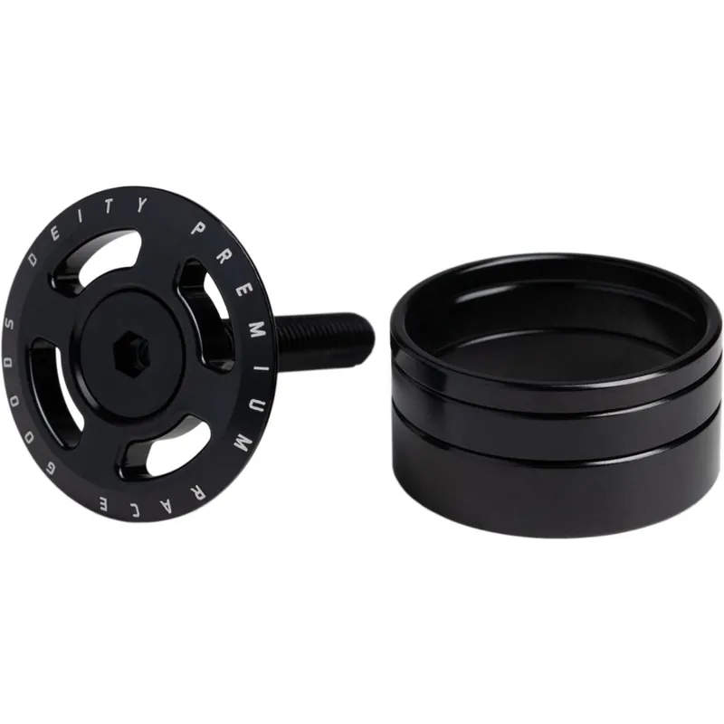 Deity Components Crosshair Ahead Kappe + Spacer Kit - 1 1/8" - schwarz Zertifiziert