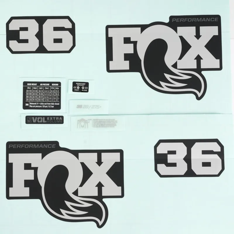 FOX Decal Aufkleber-Kit für 36 Federgabel (2026) - 803-04-279 Performance Matte Black Grey Logo Preis Gesenkt