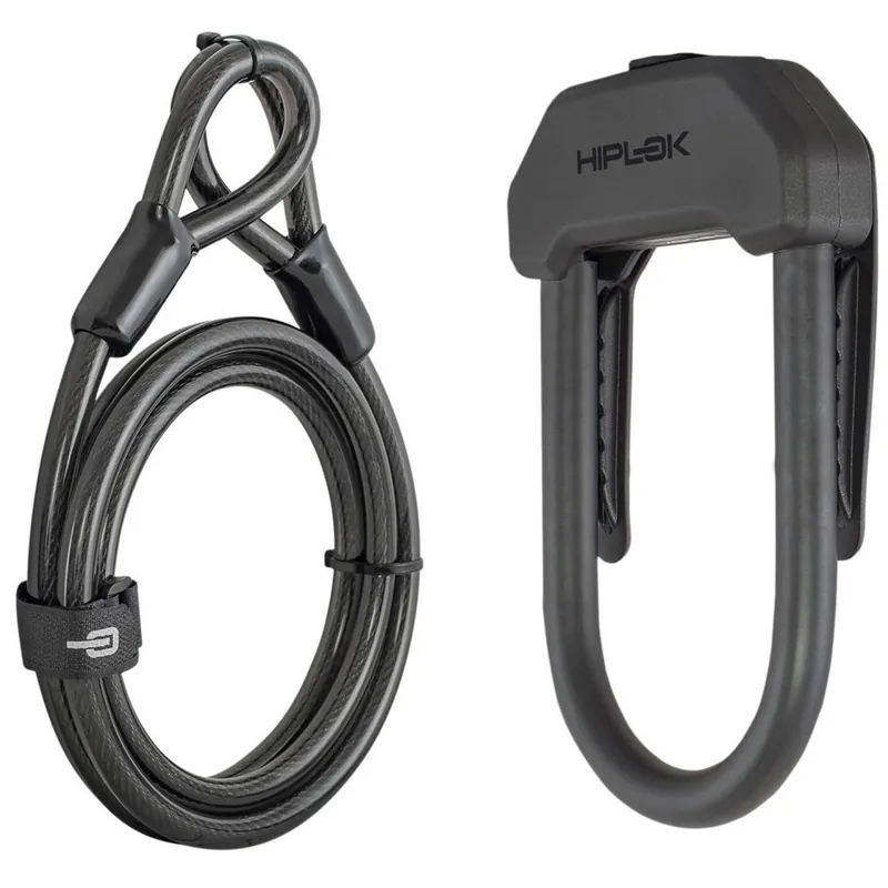 Hiplok DX+ 150x85mm Bügelschloss + 200cm Schlaufenkabel - all black Schnäppchen
