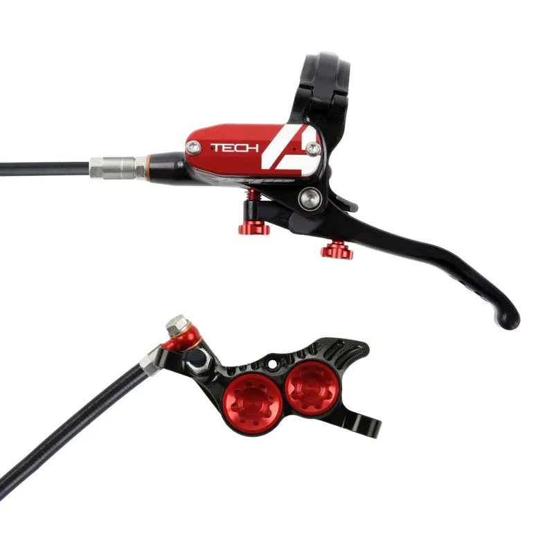 Hope Tech 4 V4 Scheibenbremse - schwarz/rot - Hebel links Must-Have