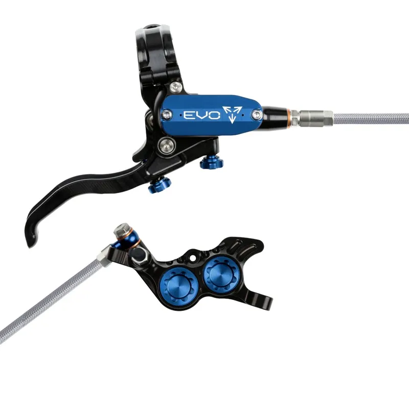 Neue Ware Hope Tech 4 EVO GR4 Scheibenbremse Stahlflex - schwarz/blau – Hebel rechts