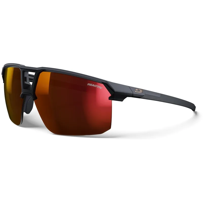 Neue Ware Julbo Liry Reactiv 0-3 High Contrast Sonnenbrille - Matte Grey / Dark Brown Glossy - Multilayer Red