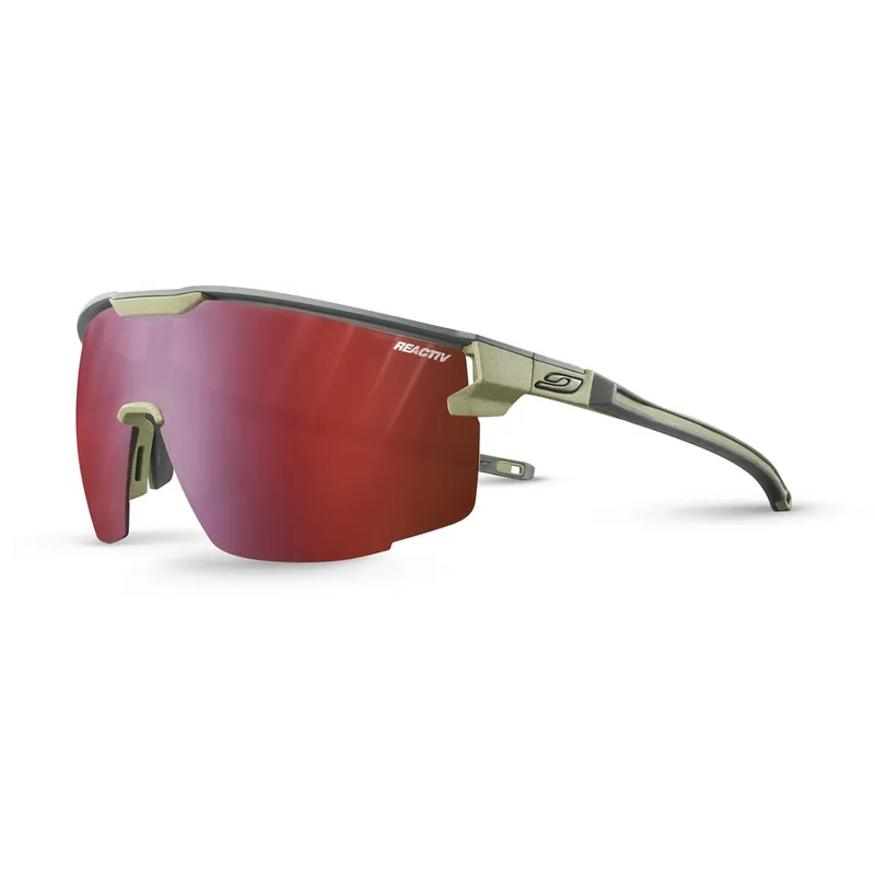 Jetzt Kaufen Julbo Ultimate Reactiv 0-3 High Contrast Sonnenbrille - Dark Grey/Green Army - Translucent Red Flash
