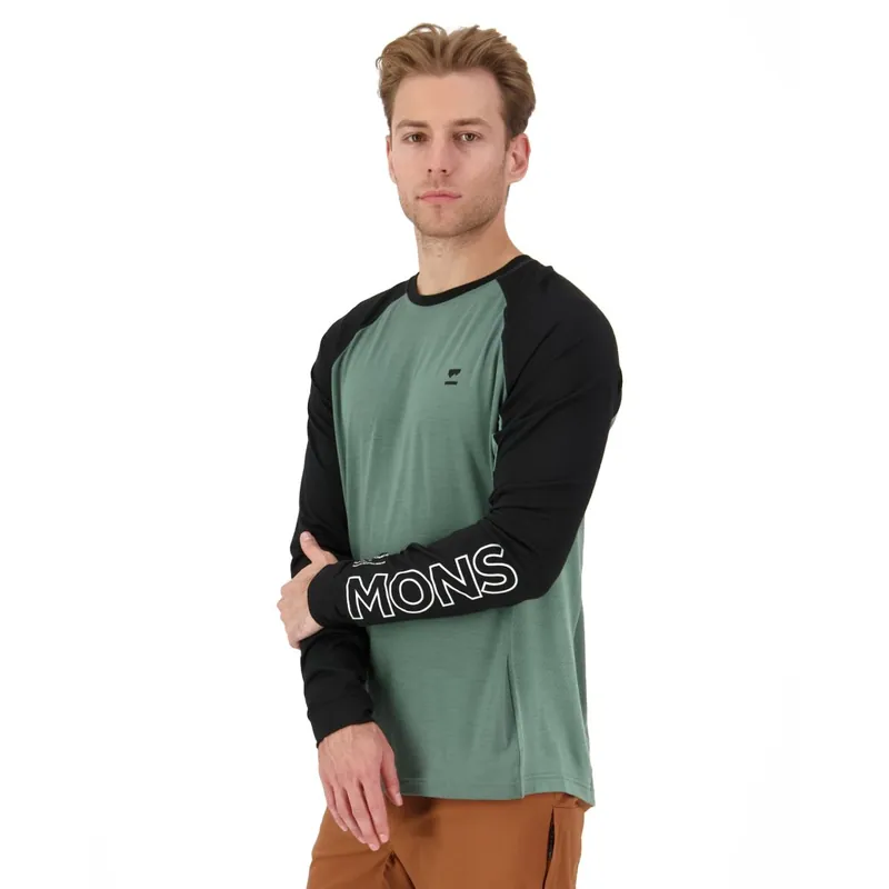 Mons Royale Tarn Merino Langarmshirt Herren - cypress / black / thyme Echt