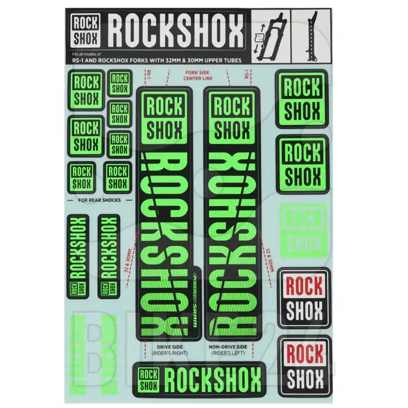 RockShox Decal Kit 30/32mm Standrohre - SID/Reba/Revelation (vor MJ 2018)/Sektor /Recon/XC32/30 Gold/30 Silver/XC30 Top-Preis