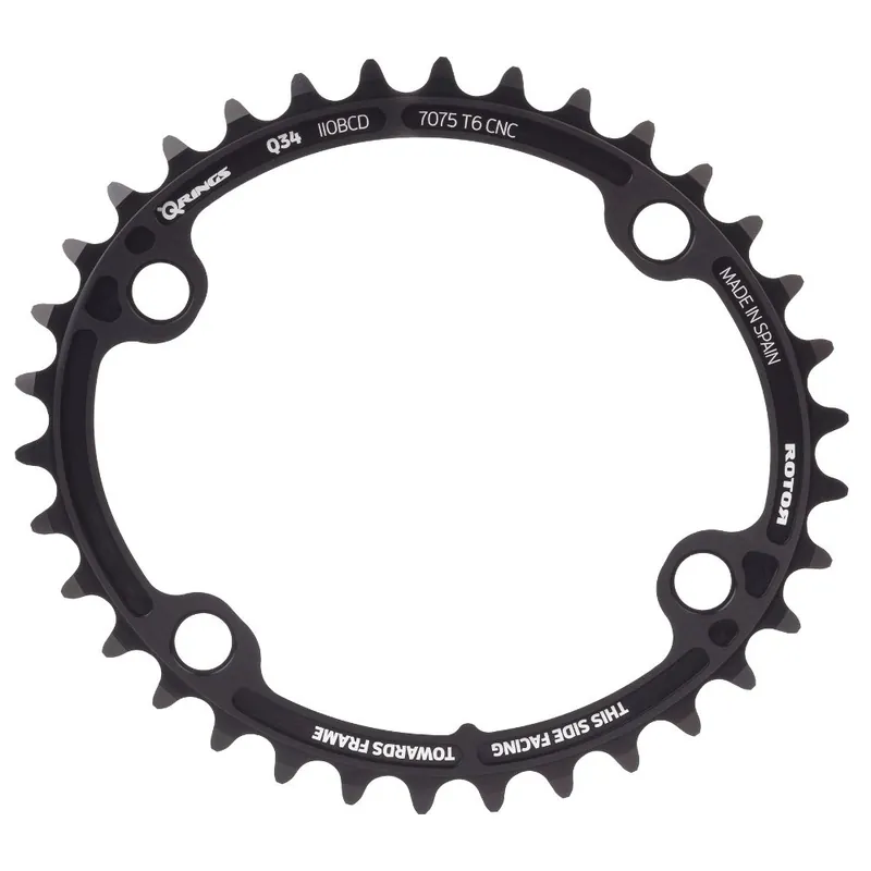 Angebot Rotor Q-Rings ALDHU 3D+ Inneres Road Kettenblatt - BCD 110x4 - oval - schwarz