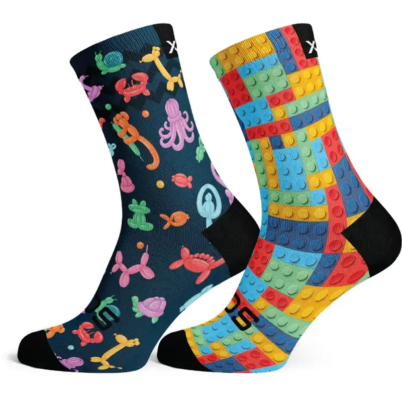 Echt Sox Footwear Kinder Combo Socken (2er-Pack) - balloon animals & blocks