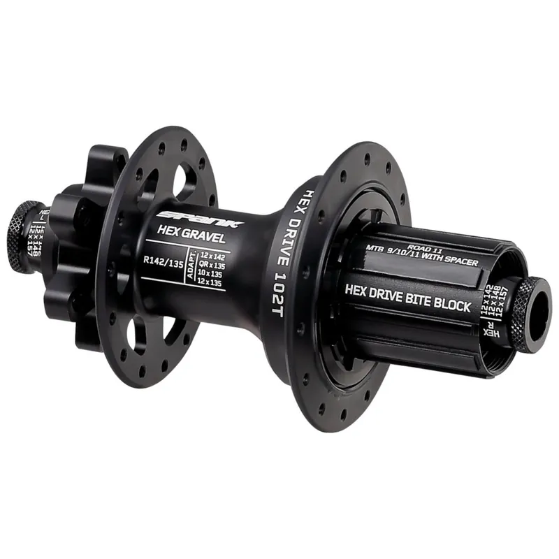 Spank HEX Gravel Hinterradnabe - 6-Loch - 12x142/QRx135mm - 28 Loch - J-Type - Shimano HG Echt