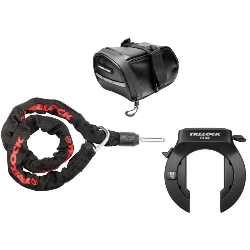 Trelock RS 561 NAZ Protect-O-Connect Rahmenschloss/ZR 355 Einsteckkette /Satteltasche Set - 100 cm Schneller Versand