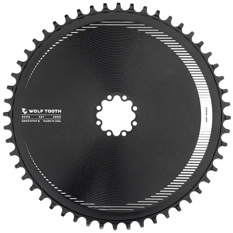 Wolf Tooth Aero Kettenblatt für SRAM 8-Bolt Direct Mount Drop-Stop B 6mm Offset Standard - schwarz Top-Preis