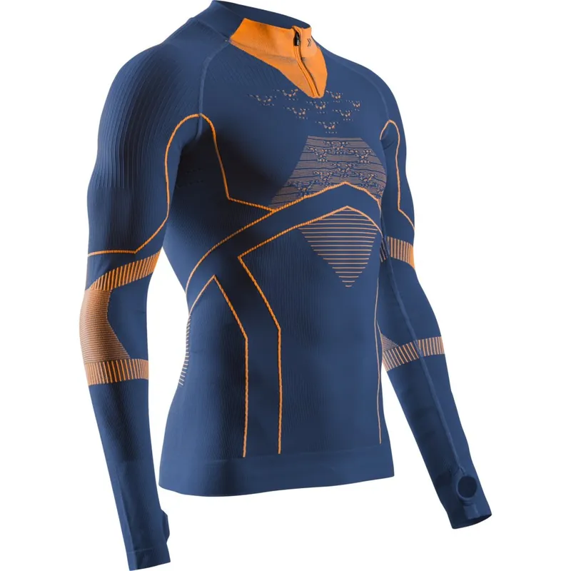 Markenprodukt X-Bionic Energy Accumulator Light 1/2-Zip Langarmunterhemd Herren - marine/orange