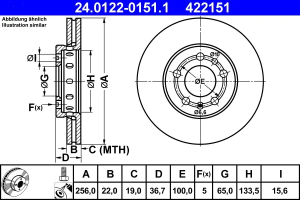 ATE 24.0122-0151.1 - Bremsscheibe Schneller Versand