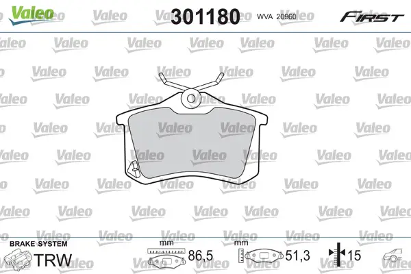 VALEO 301180 - Bremsbelagsatz, Scheibenbremse - FIRST Preisreduziert
