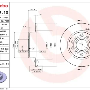 Garantierte Lieferung BREMBO 08.9502.11 - Bremsscheibe - PRIME LINE - UV Coated
