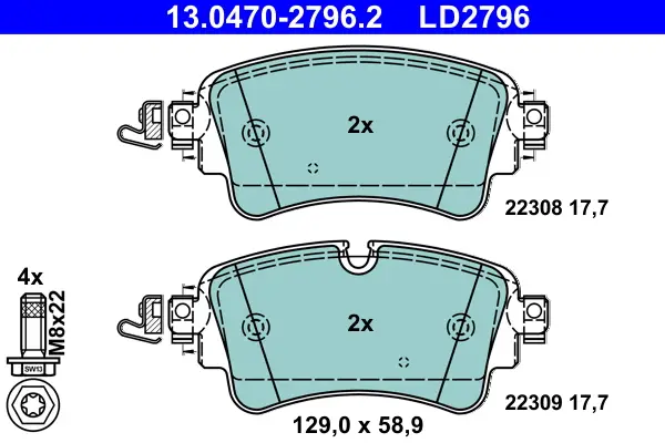 ATE 13.0470-2796.2 - Bremsbelagsatz, Scheibenbremse - ATE Ceramic Sofort Bestellen