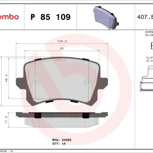 BREMBO P 85 109X - Bremsbelagsatz, Scheibenbremse - XTRA LINE Neue Kollektion