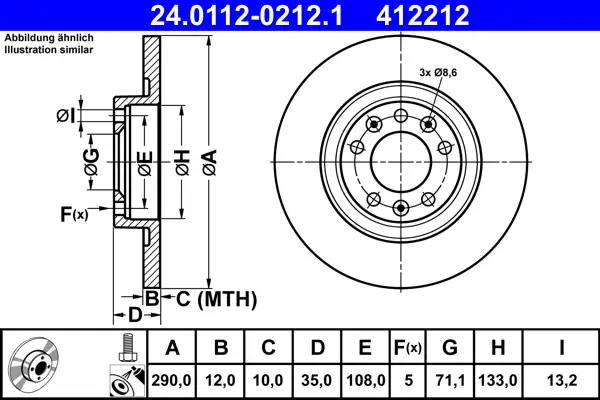 Knallerangebot ATE 24.0112-0212.1 - Bremsscheibe