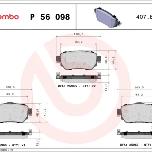 BREMBO P 56 098 - Bremsbelagsatz, Scheibenbremse - PRIME LINE Angebot