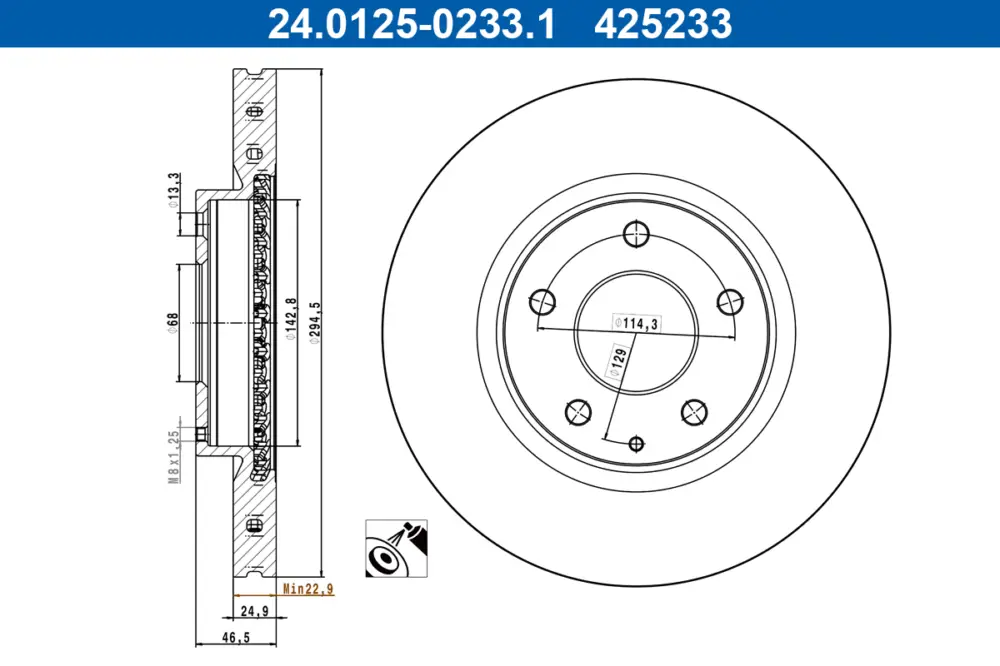 ATE 24.0125-0233.1 - Bremsscheibe Meistverkauft
