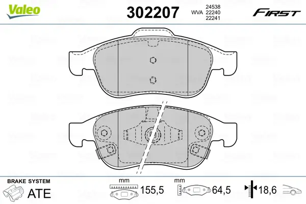Jetzt Kaufen VALEO 302207 - Bremsbelagsatz, Scheibenbremse - FIRST