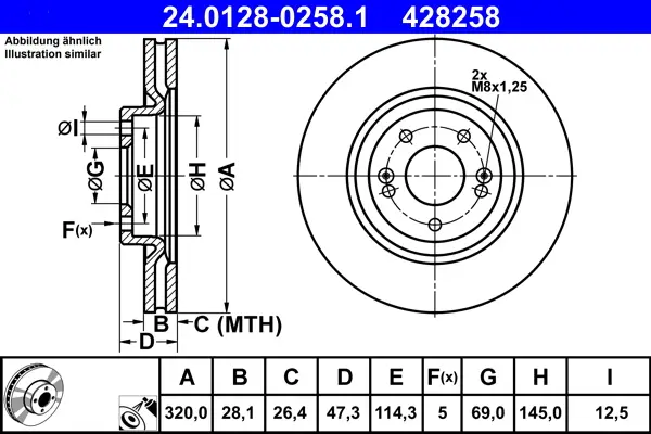 ATE 24.0128-0258.1 - Bremsscheibe Wochenendangebot