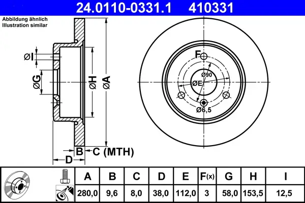 ATE 24.0110-0331.1 - Bremsscheibe Sonderaktion