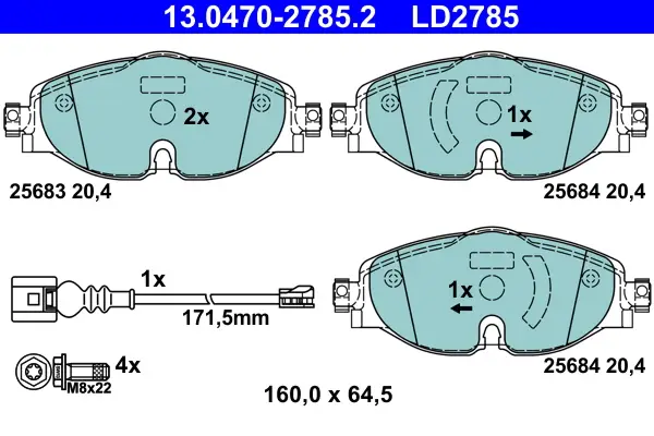 ATE 13.0470-2785.2 - Bremsbelagsatz, Scheibenbremse - ATE Ceramic Rabatt