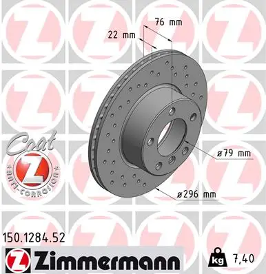 ZIMMERMANN 150.1284.52 - Bremsscheibe - SPORT COAT Z Super-Preis