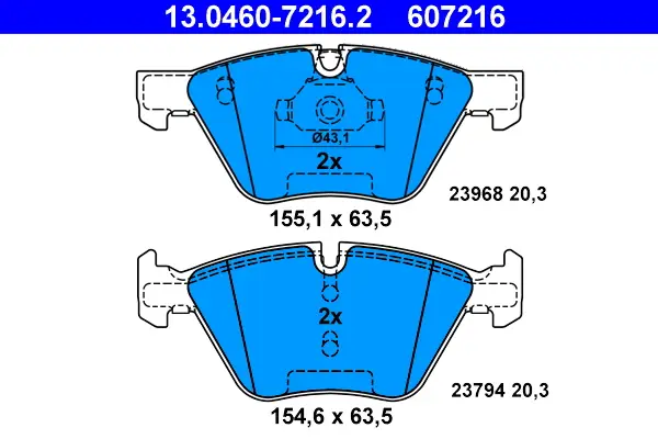 ATE 13.0460-7216.2 - Bremsbelagsatz, Scheibenbremse Schneller Versand