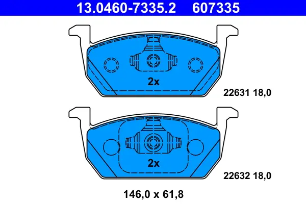 Neue Kollektion ATE 13.0460-7335.2 - Bremsbelagsatz, Scheibenbremse