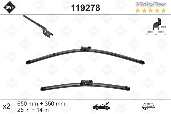 Top-Angebot SWF SF278 Scheibenwischer 119278 - DAS ORIGINAL SET650mm / 350mm