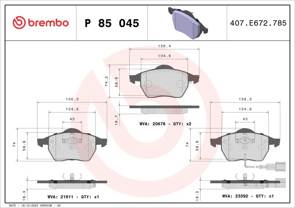 Sonderangebot BREMBO P 85 045 - Bremsbelagsatz, Scheibenbremse - PRIME LINE