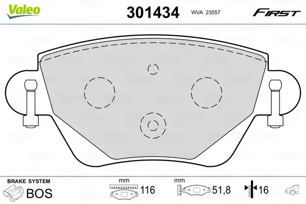 VALEO 301434 - Bremsbelagsatz, Scheibenbremse - FIRST Preiswert