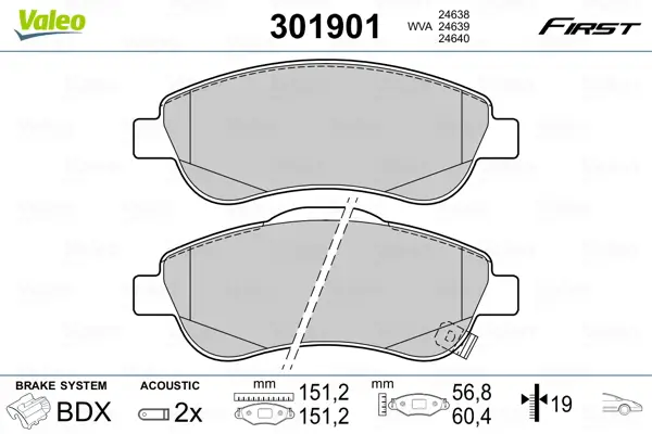 Aktuell VALEO 301901 - Bremsbelagsatz, Scheibenbremse - FIRST