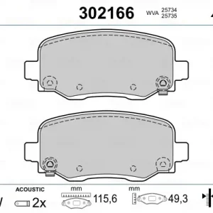 VALEO 302166 - Bremsbelagsatz, Scheibenbremse - FIRST Markenware