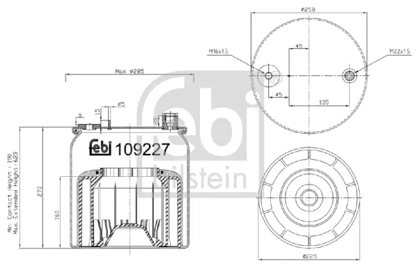 Neue Kollektion FEBI BILSTEIN 109227 - Federbalg, Luftfederung