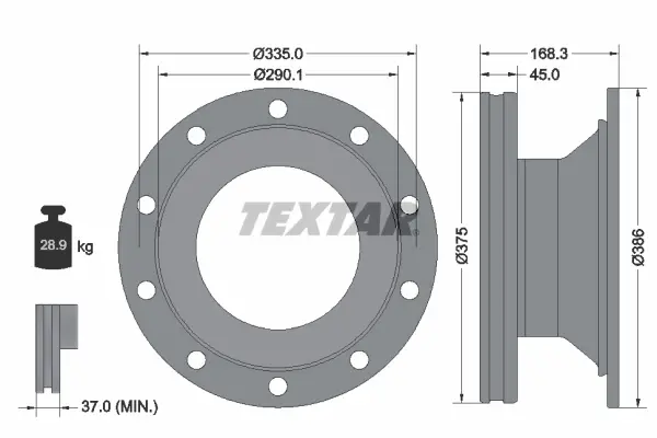 Heißes Angebot TEXTAR 93308800 - Bremsscheibe