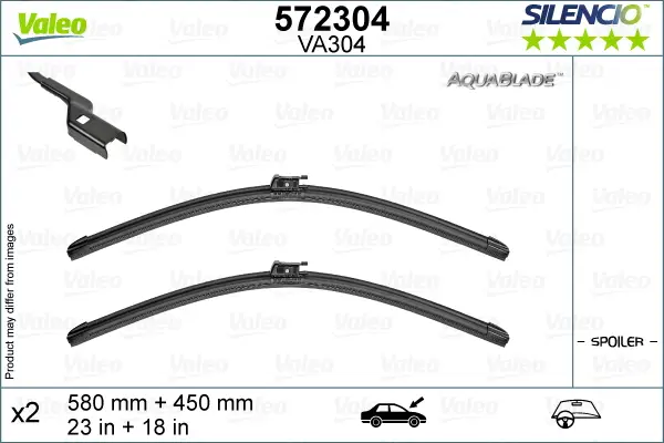 VALEO VA304 Scheibenwischer 572304 - SILENCIO AQUABLADE SET580mm / 450mm Mega-Angebot