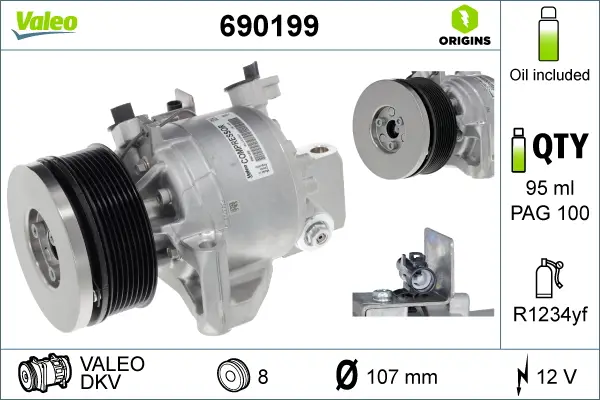 Billig VALEO 690199 - Kompressor, Klimaanlage - VALEO ORIGINS NEW OE TECHNOLOGY